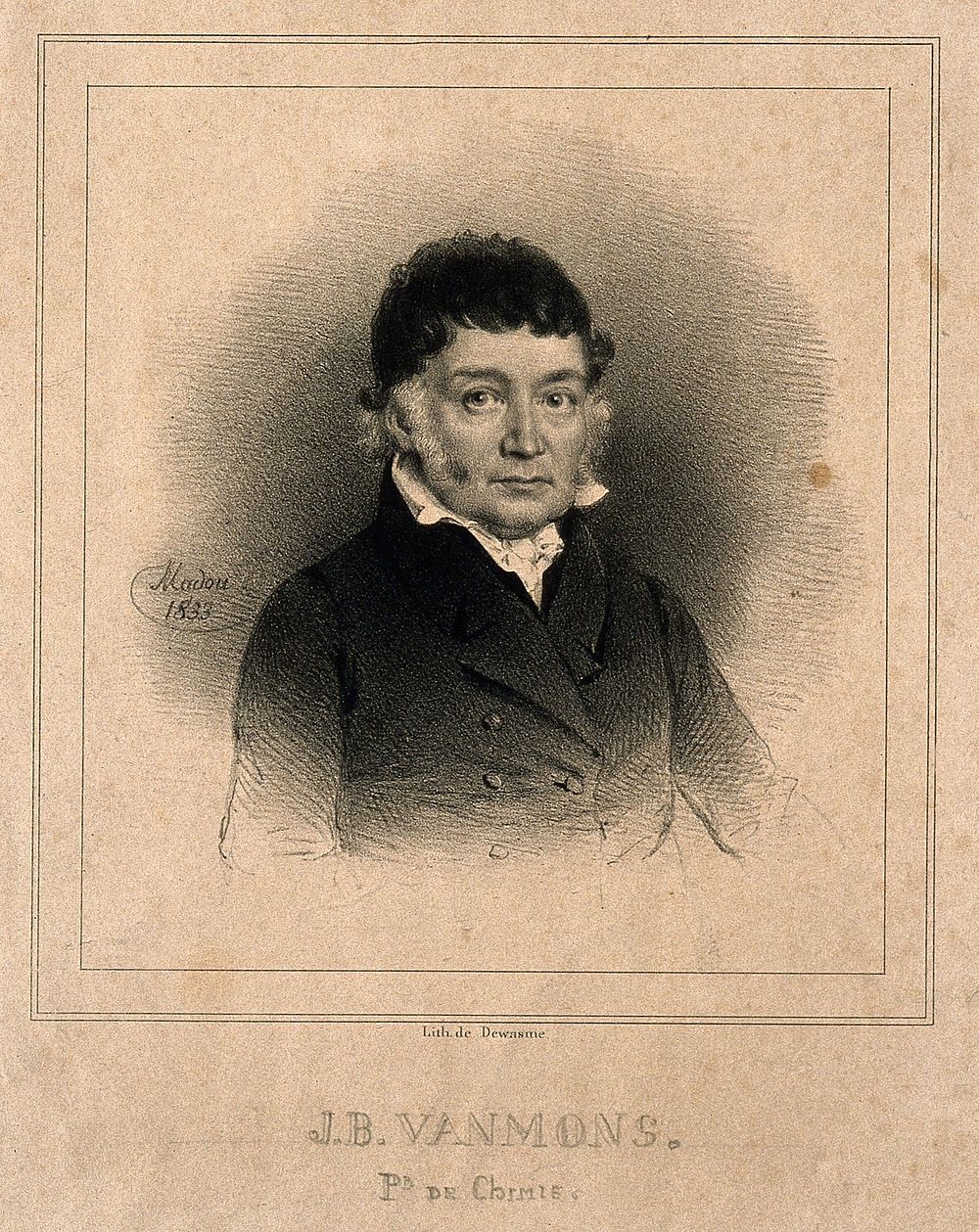 Jean Baptiste van Mons. Lithograph by A. Dewasme-Plétinckx after J.B. Madou, 1833.