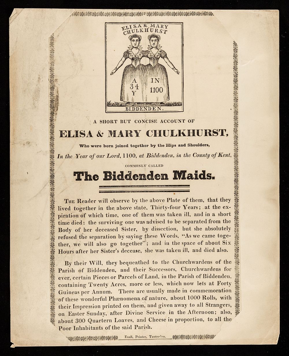 A short but concise account of Elisa & Mary Chulkhurst, who were born joined together by the hips and shoulders, in the year…