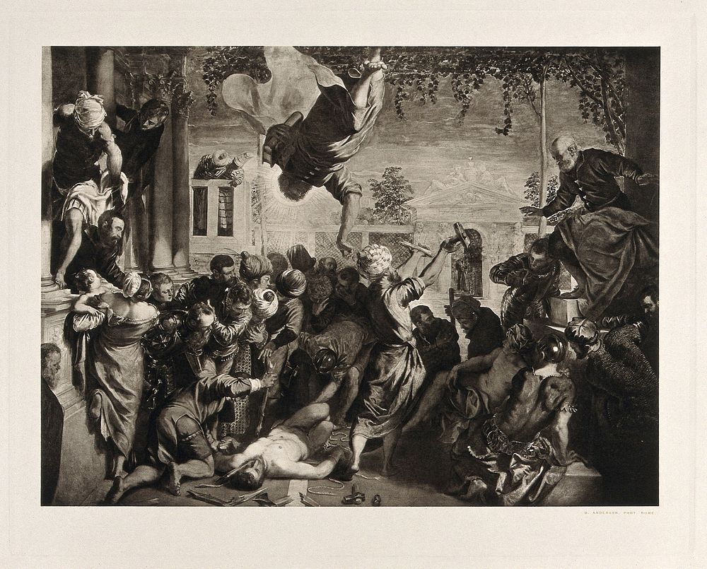 Martyrdom of Saint Mark. Photogravure after D. Anderson after J. Tintoretto.
