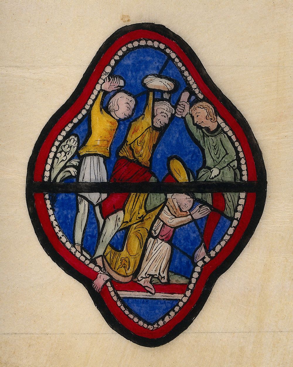 Martyrdom of Saint Stephen. Watercolour painting.