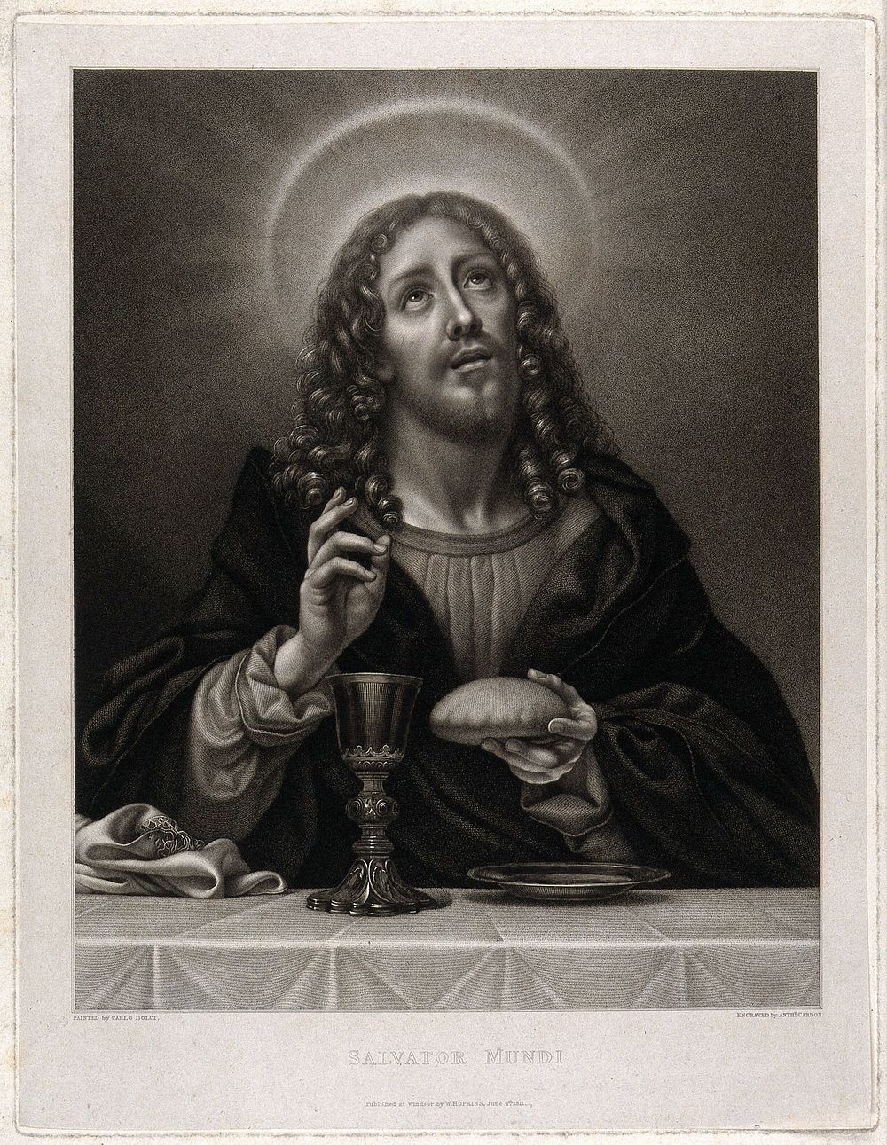 Jesus Christ. Stipple engraving by A. Cardon, 1811, after C. Dolci.