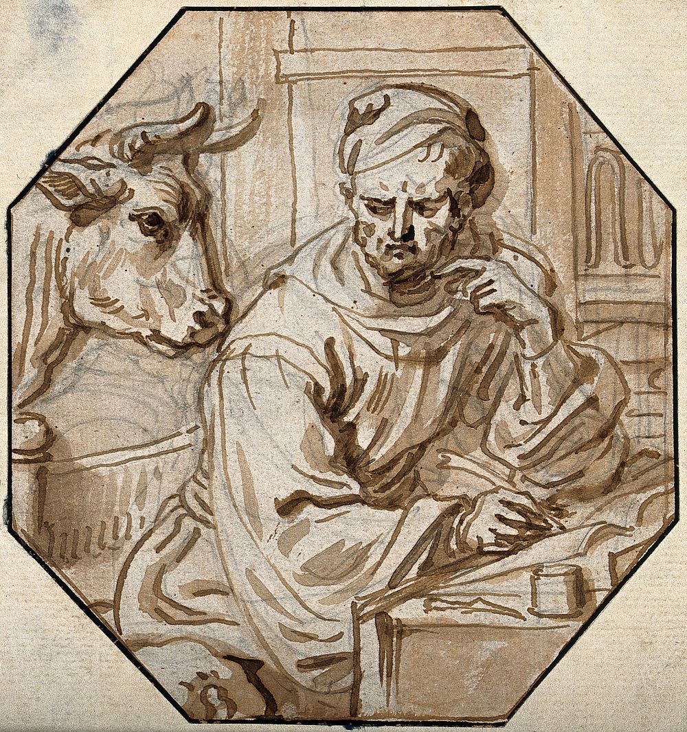 Saint Luke. Ink wash drawing.