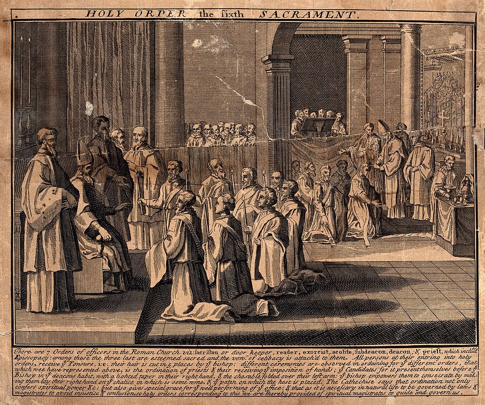 The sacrament of the Roman Catholic church; ordination. Etching after B. Picart.