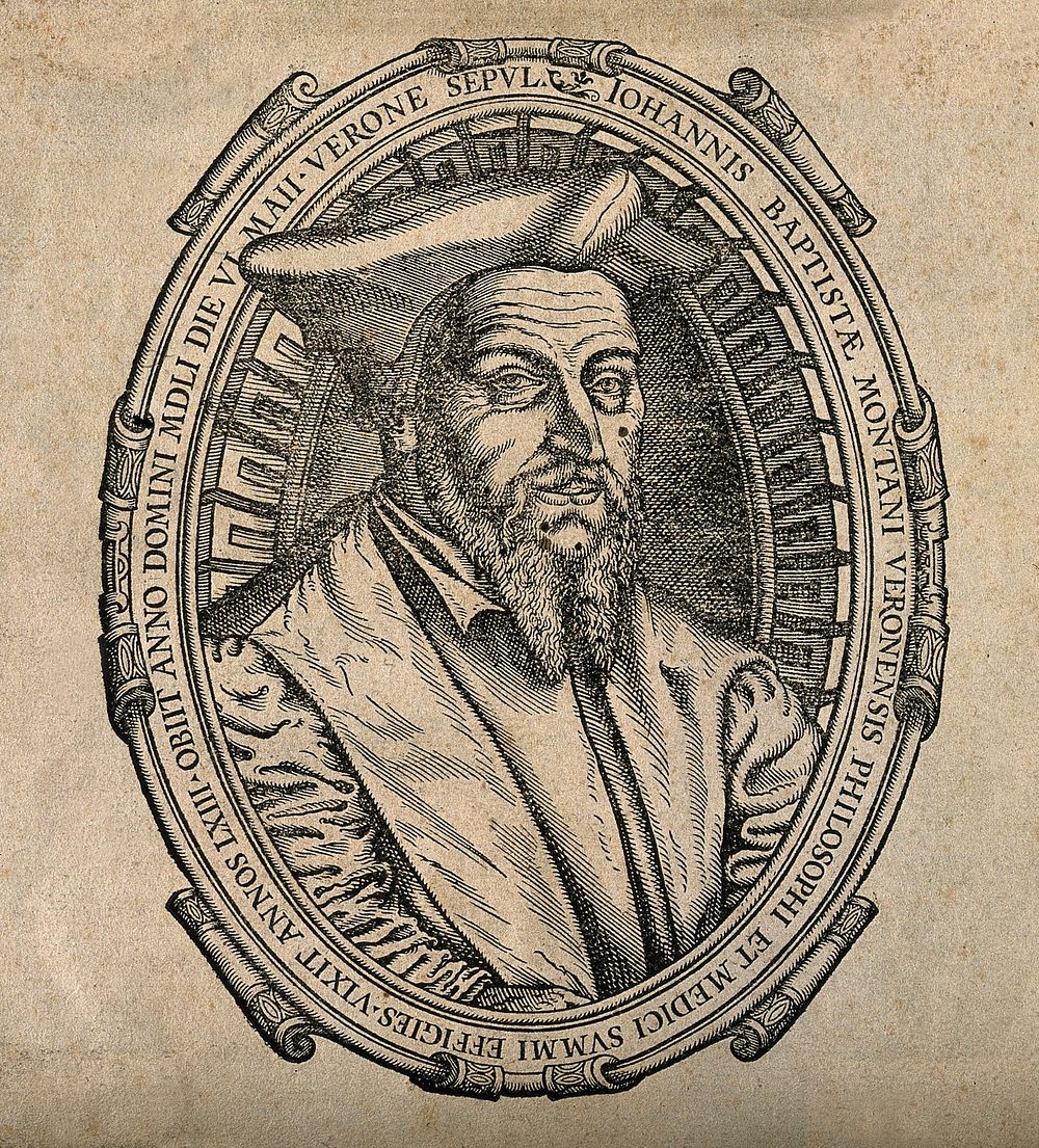 Johannes Baptista Montanus (Giovanni Battista da Monte). Line engraving, 1565.