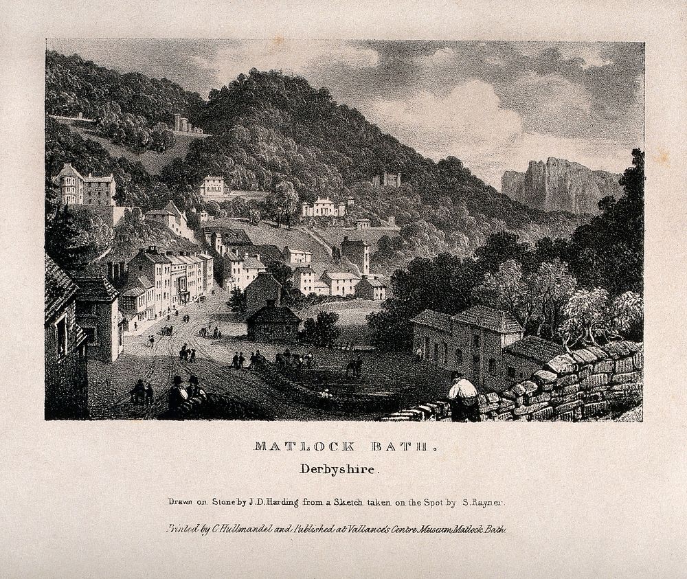 Matlock Baths, Derbyshire. Lithograph by J.D. Harding after S. Rayner.