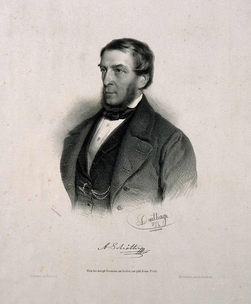 Anton Schrötter, Ritter von Kristelli. Lithograph by A. Dauthage, 1853.
