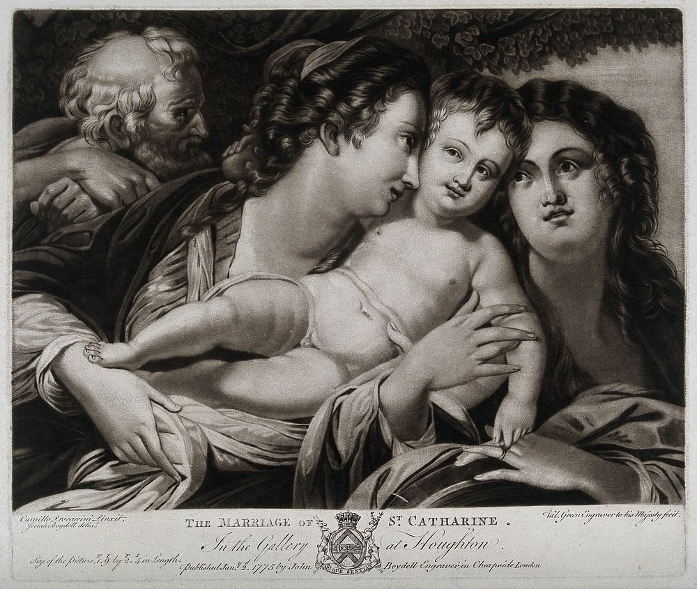 Saint Catherine. Mezzotint by V. Green, 1775, after Josiah Boydell after C. Procaccini.