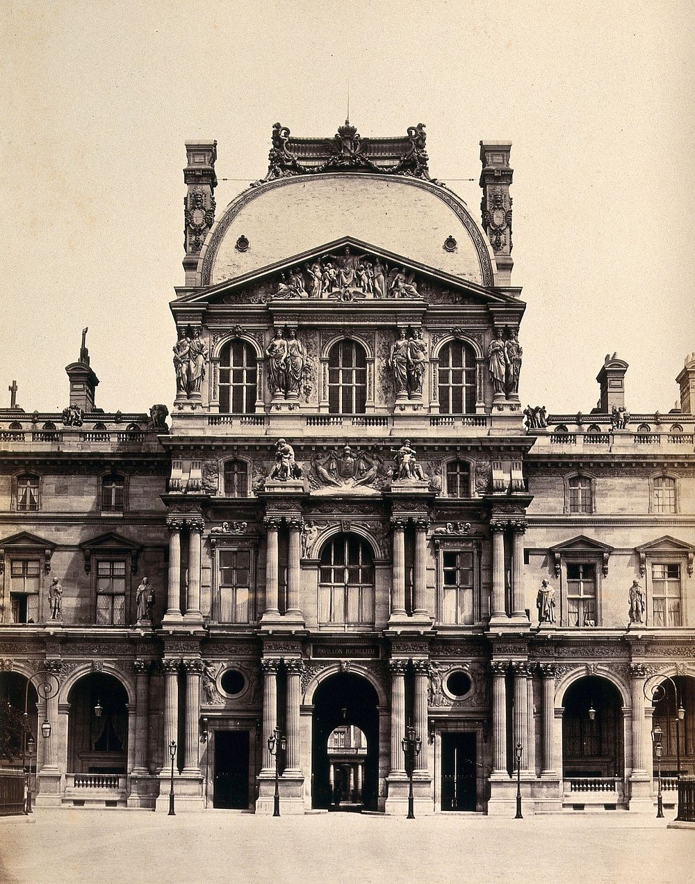 Pavillon Richelieu, the Louvre, Paris, France. Photograph by Achille Quinet, ca. 1860.