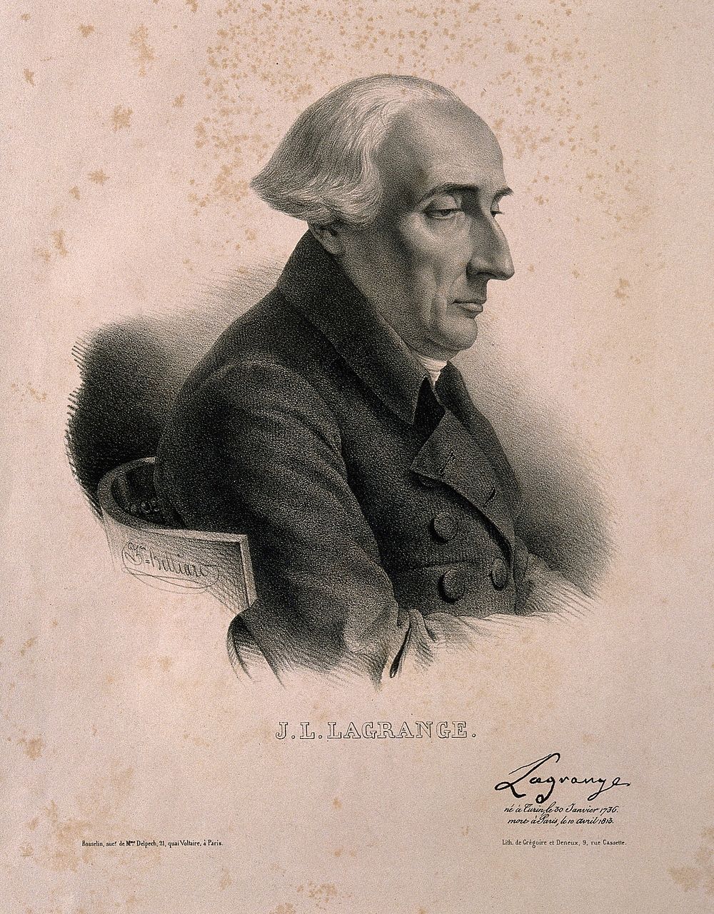 Joseph Louis Lagrange. Lithograph by Z. Belliard.