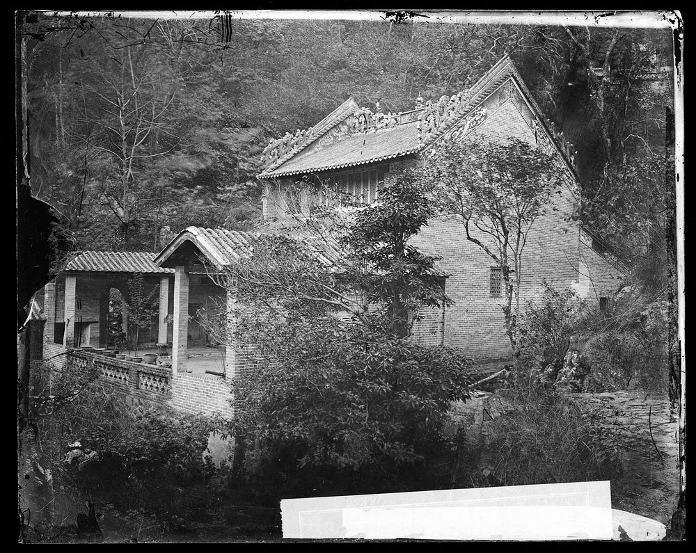 Buddhist temple N branch of Pearl River Kwangtung China. Photograph by John Thomson, 1870.
