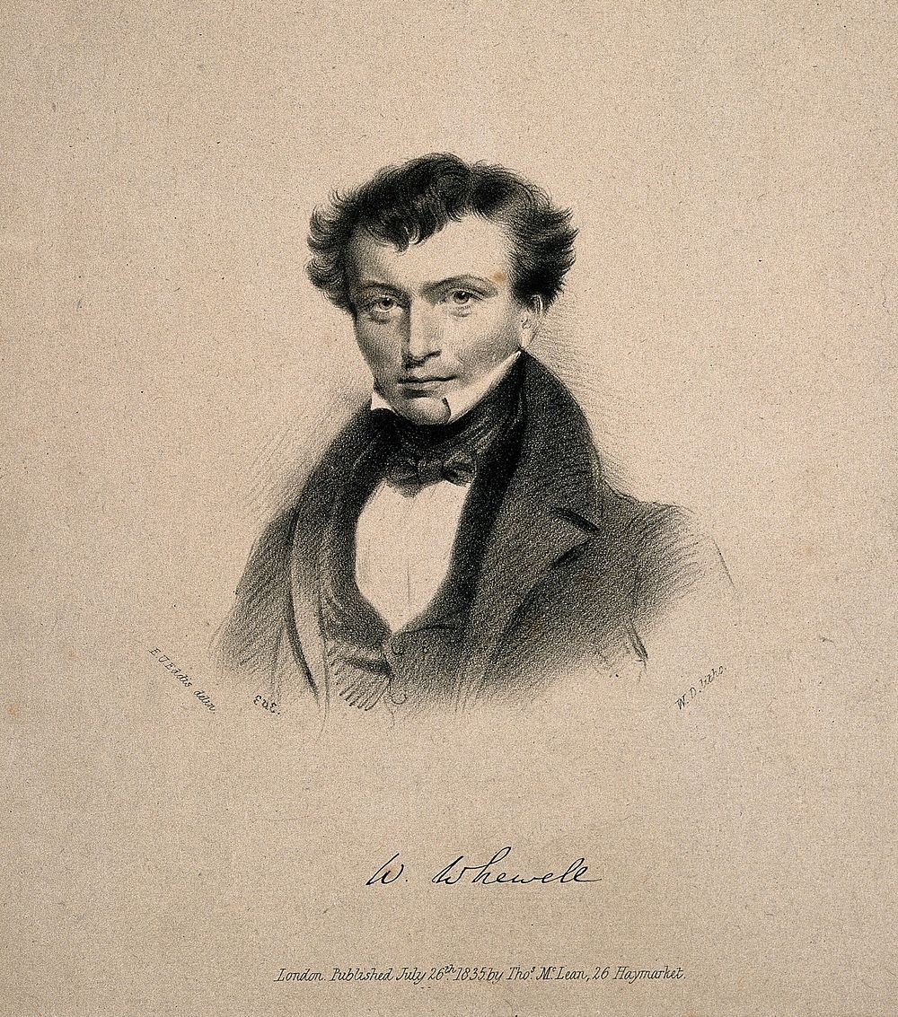 William Whewell. Lithograph by W. Drummond, 1835, after E. U. Eddis, 1835.