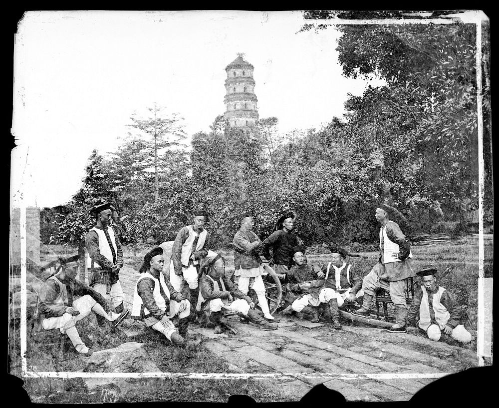 Canton (Guangzhou), Kwangtung province, China: Manchu soldiers. Photograph by John Thomson, 1869.