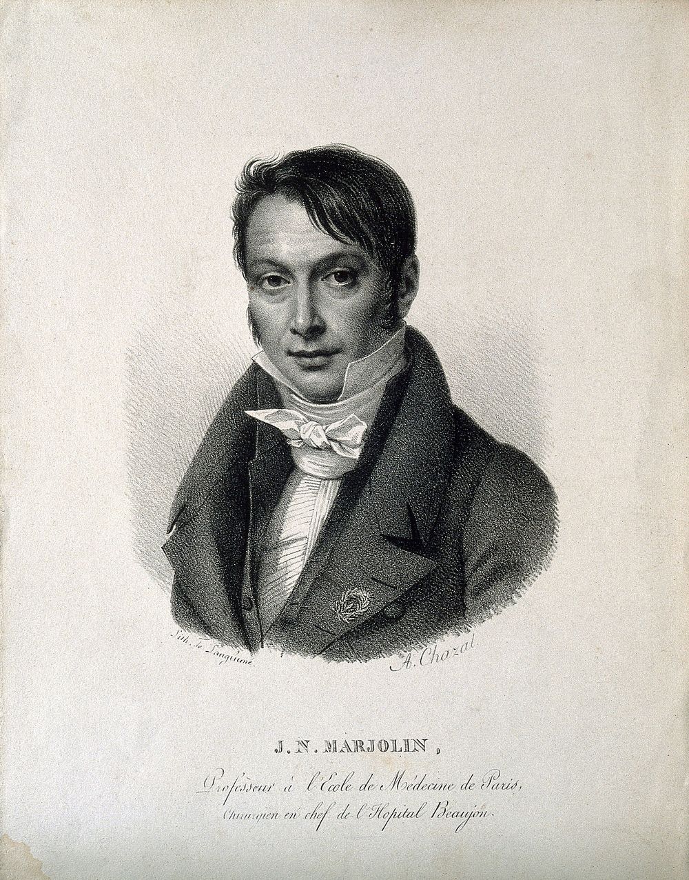 Jean Nicolas Marjolin. Lithograph by Langlumé after A. Chazal.