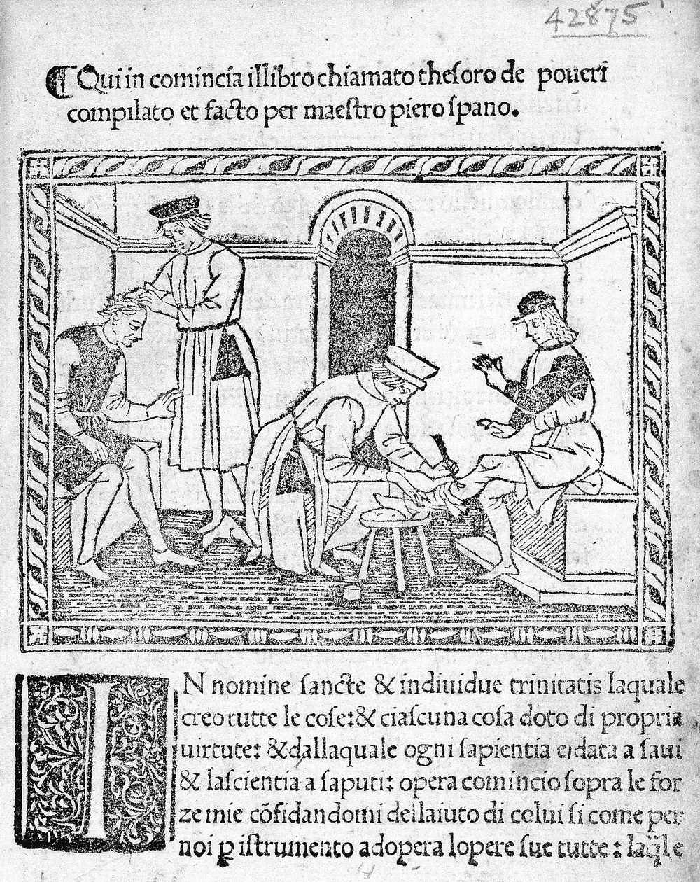 Thesaurus pauperum. Qui in comincia illibro chiamato Thesoro de poueri / compilato et facto per maestro Piero Spano.