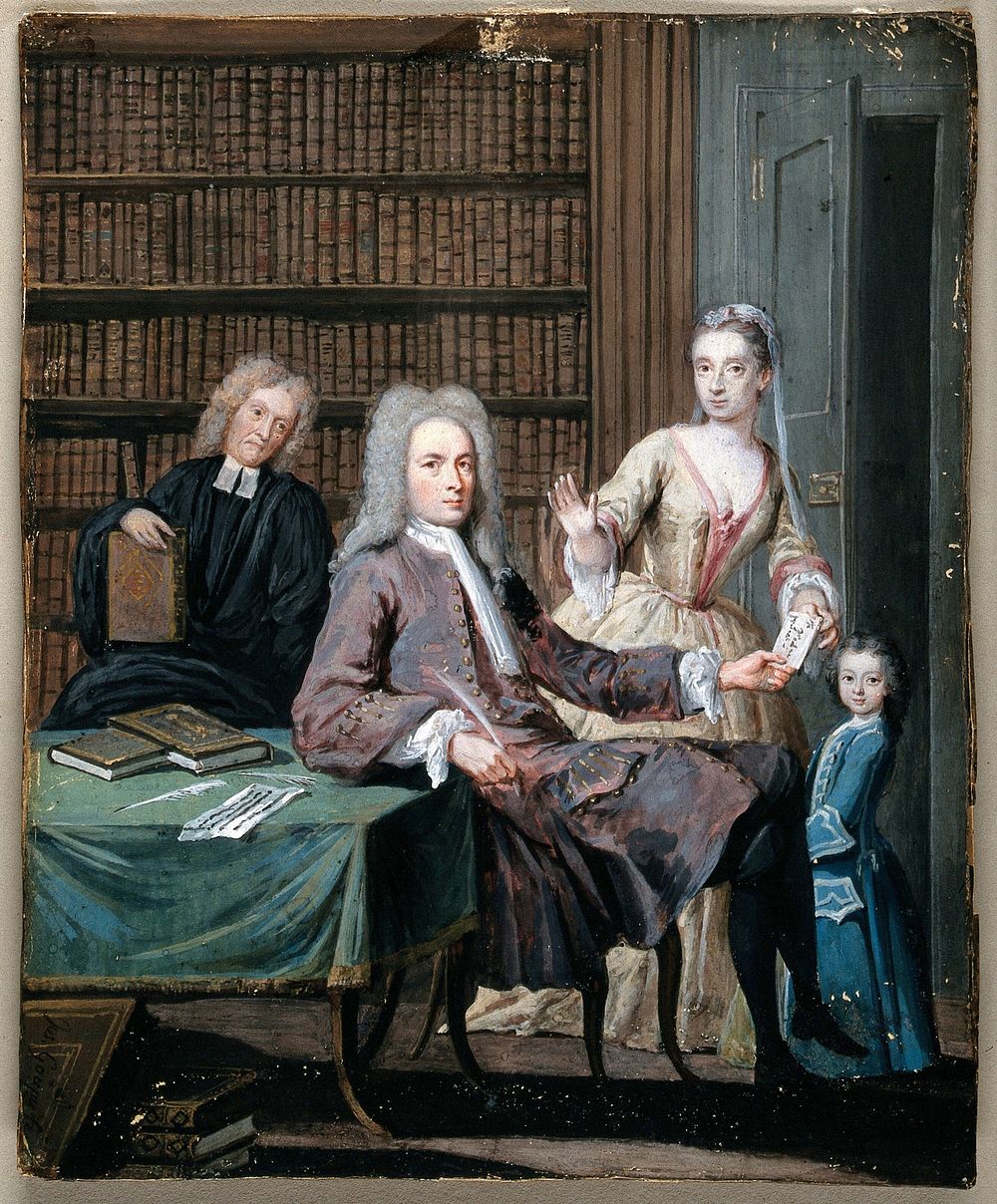 Jean Misaubin and his family. Gouache painting by Joseph Goupy, 172-.