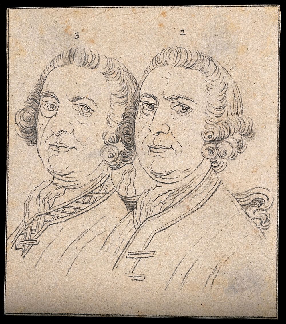 Two sketches of a man's head. Drawing, c. 1793.