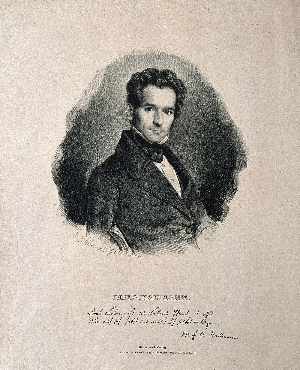 Moritz Ernst Adolph Naumann. Lithograph by A. Hohneck, 1840.