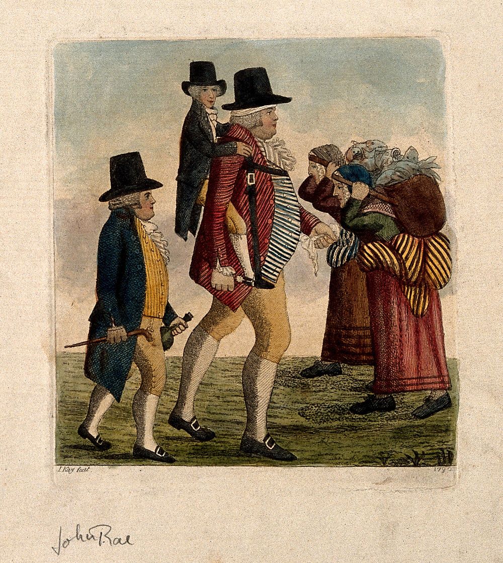 Hamilton Bell carrying a vintner's boy on his back from Edinburgh to Musselburgh, accompanied by John Rae, a pair of…