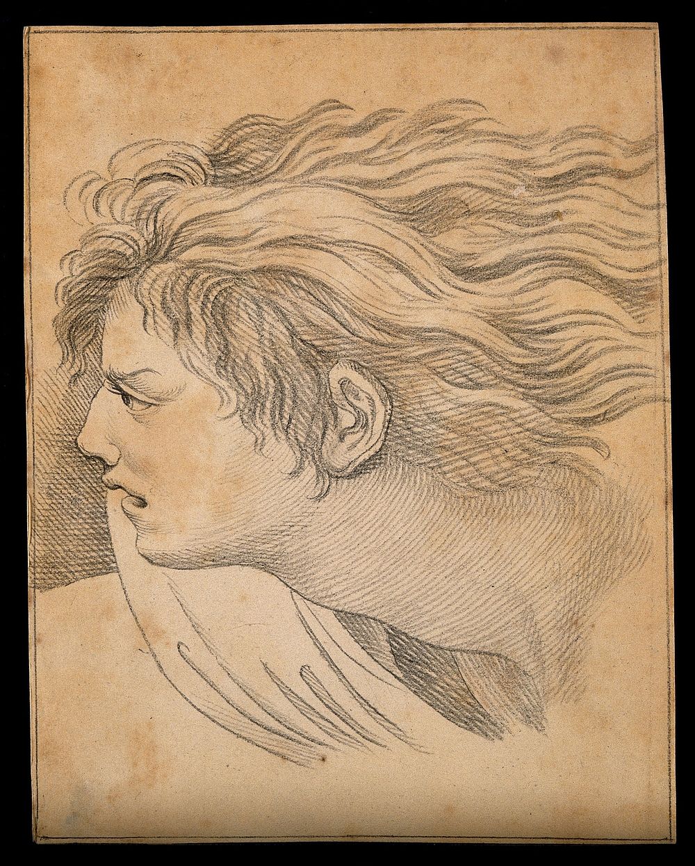 Head of an angel. Drawing, c. 1791, after Raphael.