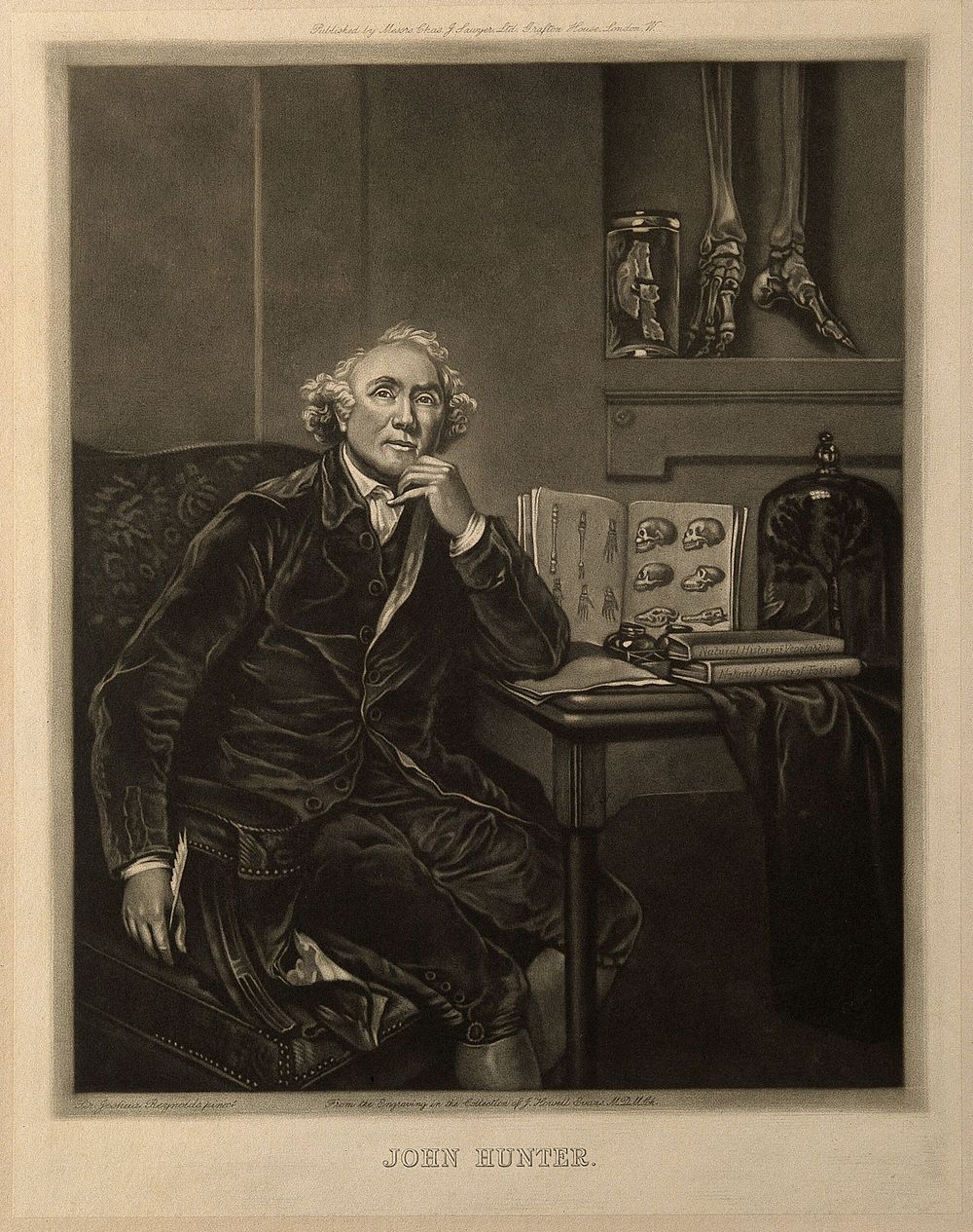 John Hunter. Mezzotint after Sir J. Reynolds, 1786.