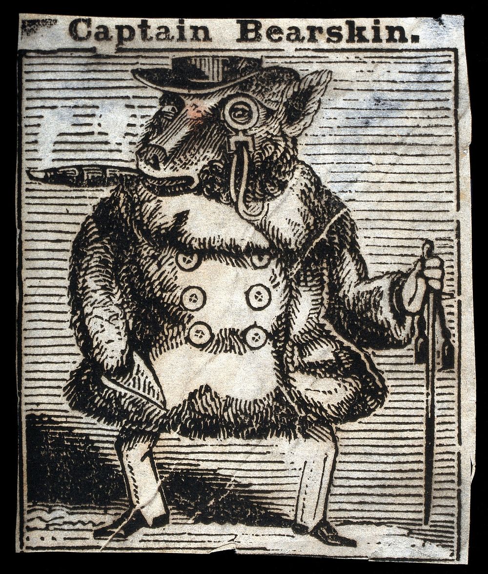A monkey dressed up like a gentleman. Etching with engraving.