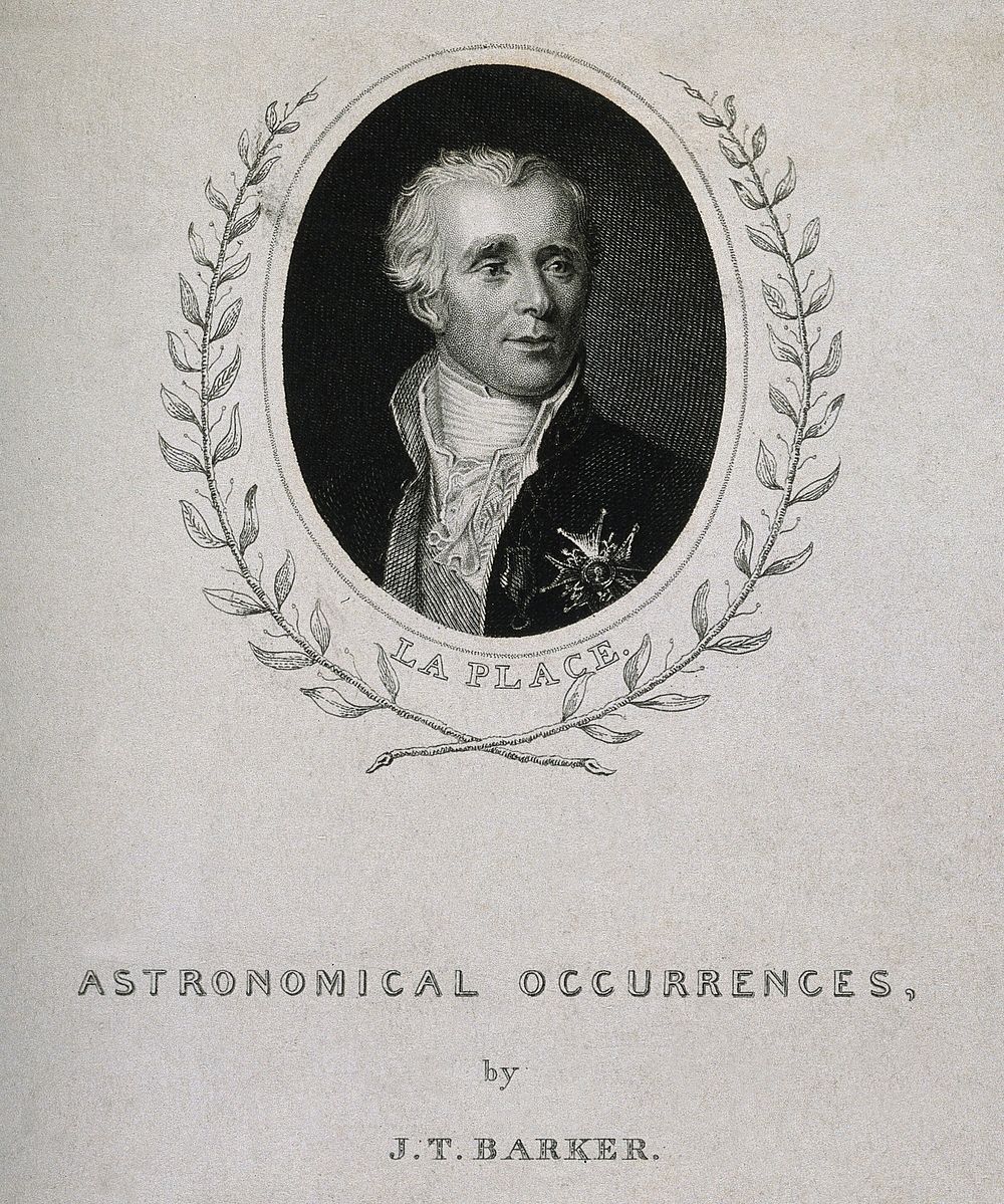 Pierre Simon, Marquis de Laplace. Stipple engraving after J. C. Naigeon.