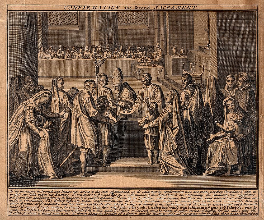 The sacrament of the Roman Catholic church: confirmation. Etching after B. Picart.
