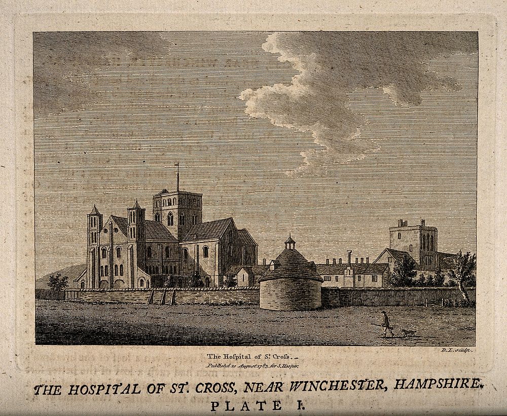Hospital of St. Cross, Winchester, Hampshire. Etching by D.L., 1783.