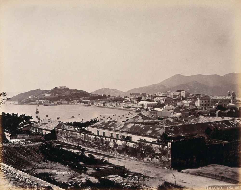 Macao Island: Penha Hill and the bay encircled by the Praya Grande. Photograph by W.P. Floyd, ca. 1873.
