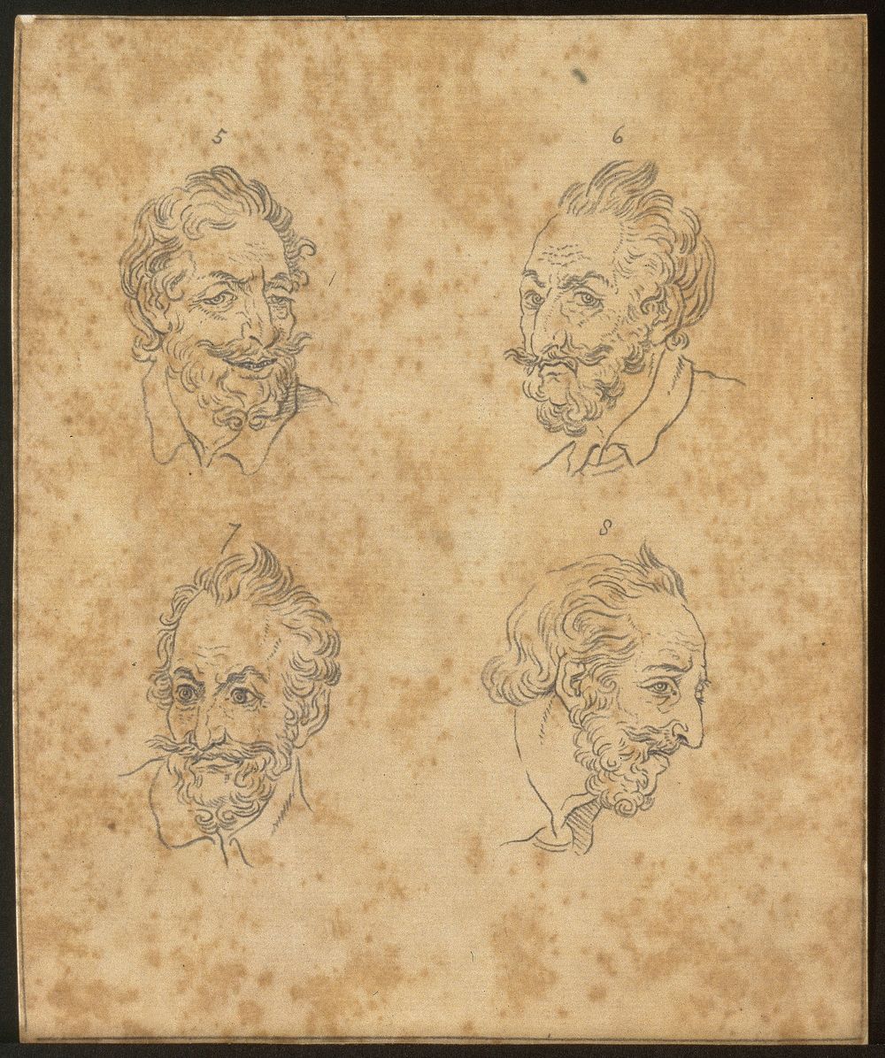 Henri of Navarre, King of France shown in four imaginary poses. Drawing, c. 1789.