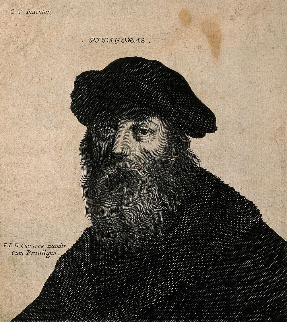 Pythagoras. Engraving attributed to H. David after C. Vignon.