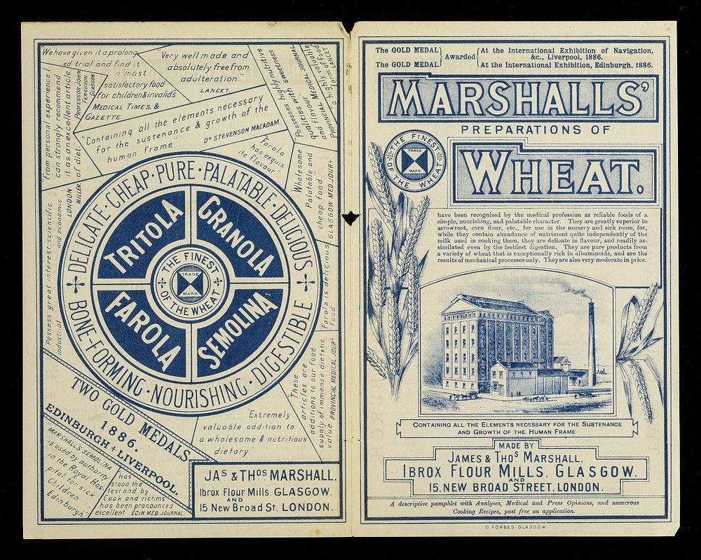 Marshalls' preparations of wheat... : containing all the elements necessary for the sustenance and growth of the human frame…