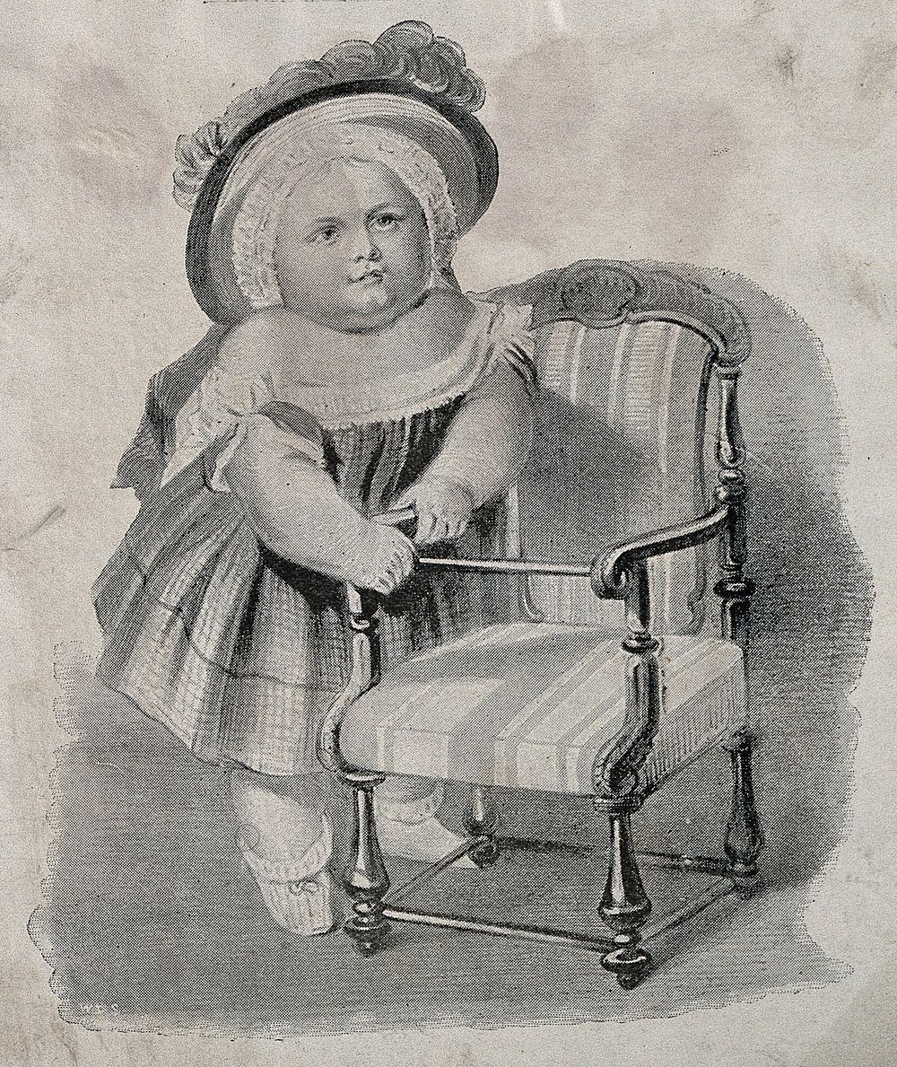Arthur Sidney Matthews aged one, weighing forty pounds. Reproduction of a watercolour.