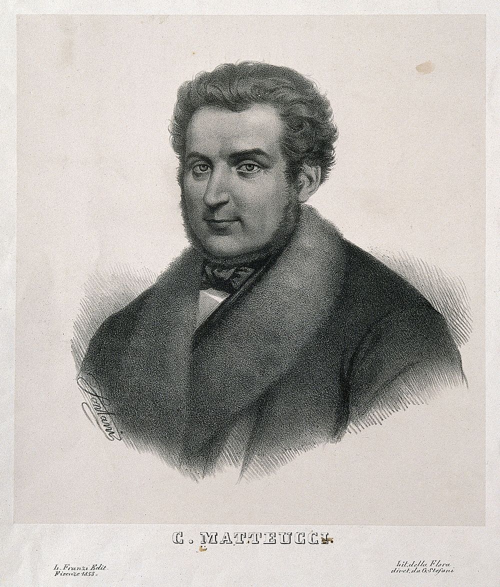 Carlo Matteucci. Lithograph by N. Fontani, 1853.