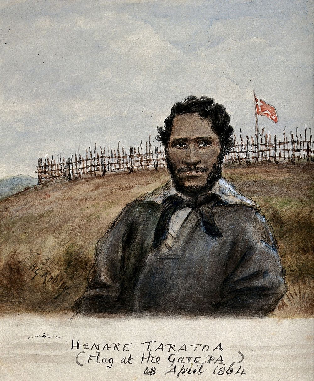 Henare Taratoa: a chief of the Ngai Te Rangi tribe, in the heroic act of getting water for the British wounded at the battle…