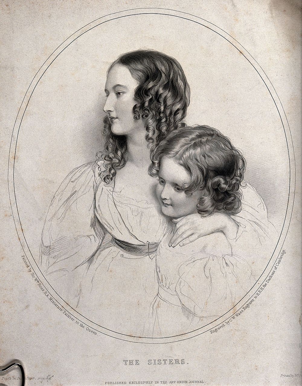 Two sisters. Engraving by C.W. Wass after Sir William Ross R.A.