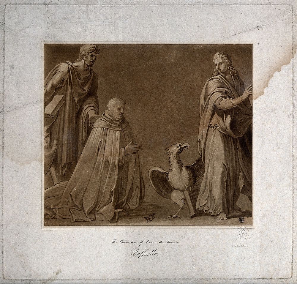 Conversion of Simon the Sorcerer. Aquatint by J. Stewart after Raphael.