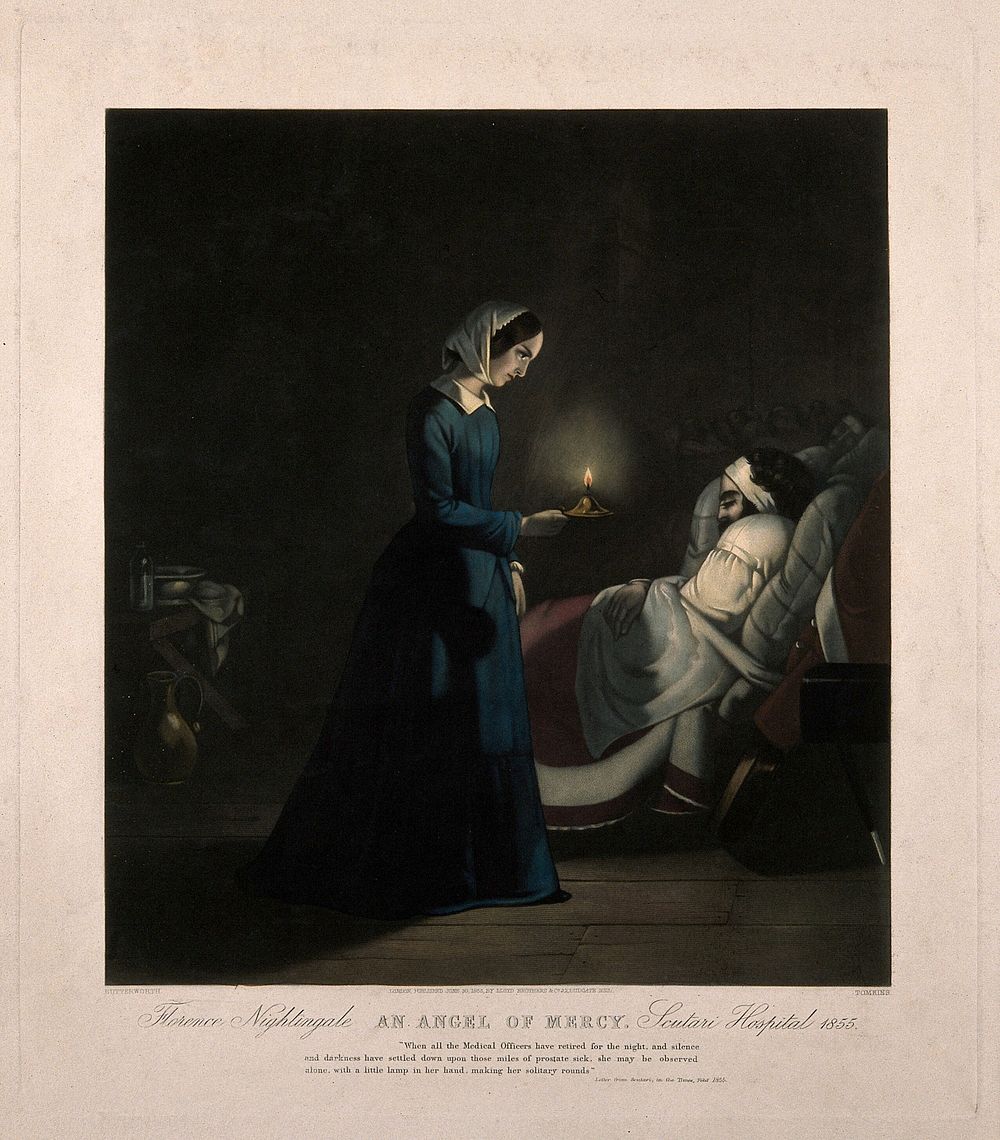 Florence Nightingale. Coloured mezzotint by C.A.Tomkins, 1855, after J. Butterworth.