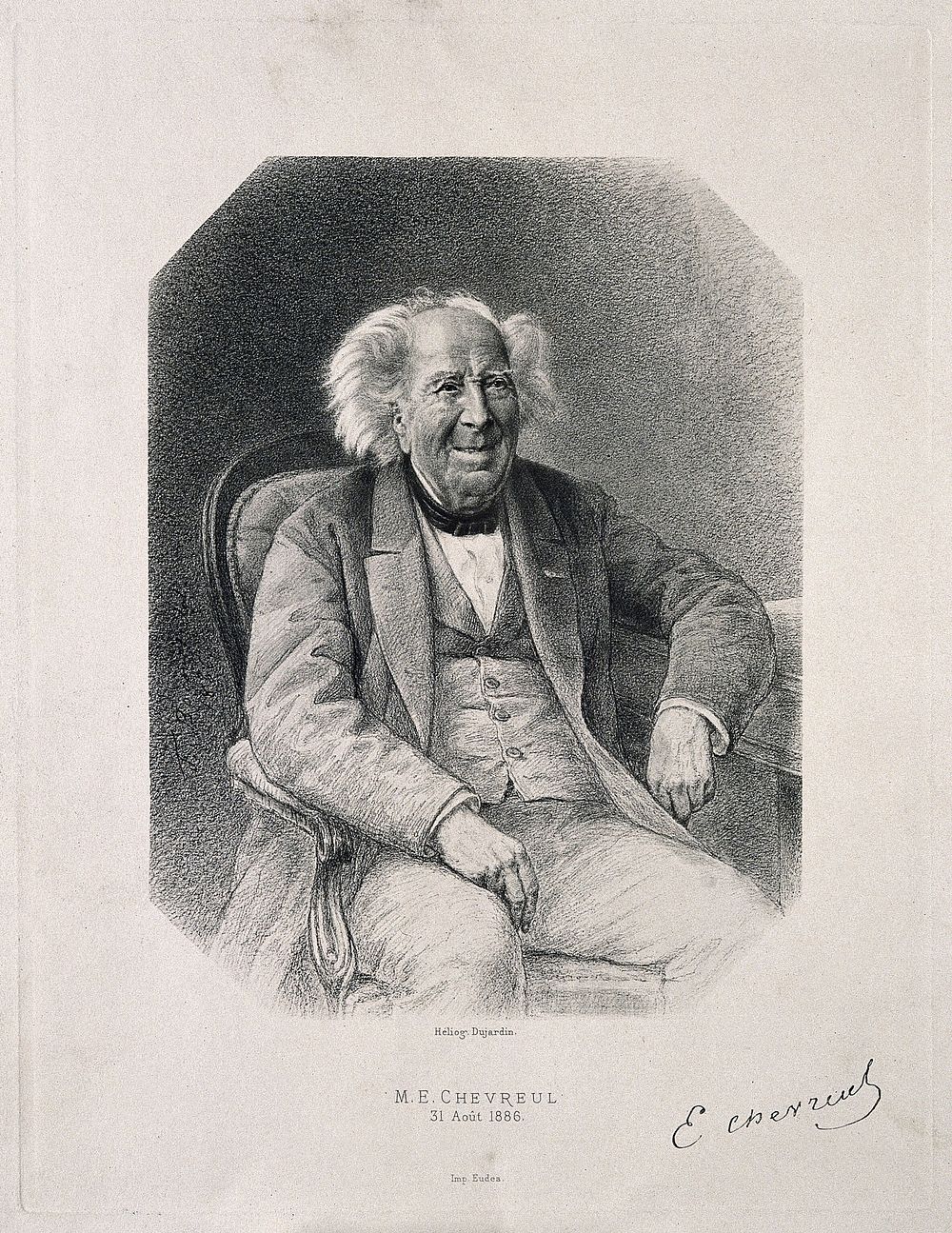 Michel Eugène Chevreul. Photogravure by Dujardin after F. Bocourt, 1886.