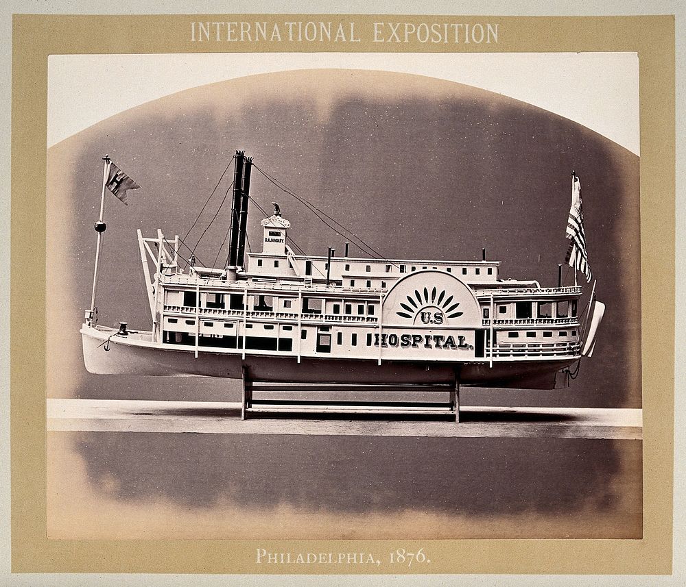Philadelphia International Exposition, 1876: the hospital steamboat D.A. January: a model. Photograph, 1876.