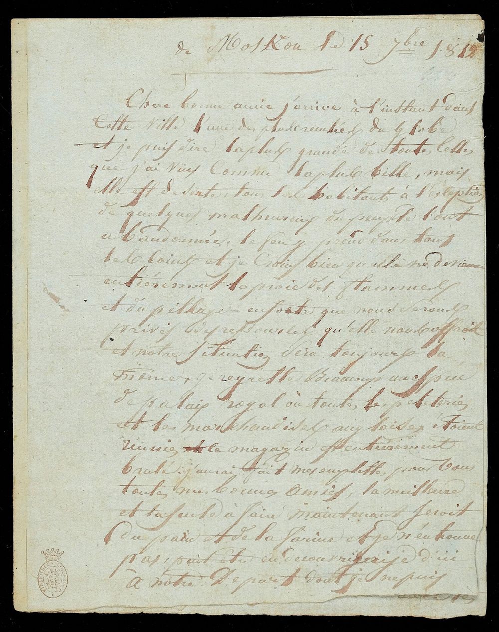 Letter from Baron Dominique Jean Larrey to his wife