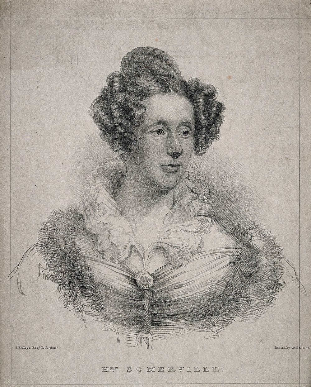 Mary Somerville [Fairfax]. Lithograph after T. Phillips.