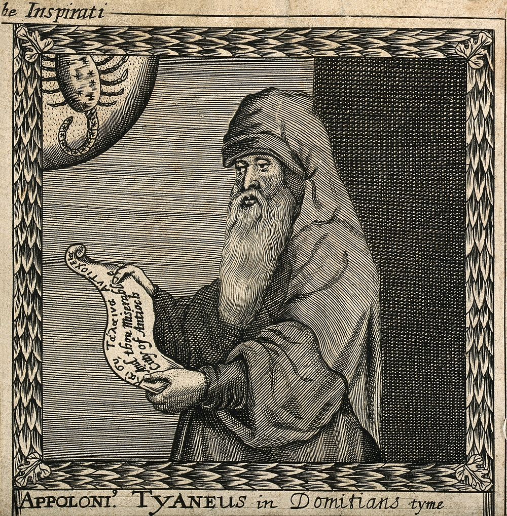 Apollonius of Tyana. Line engraving by F. Cleyn, 1659.