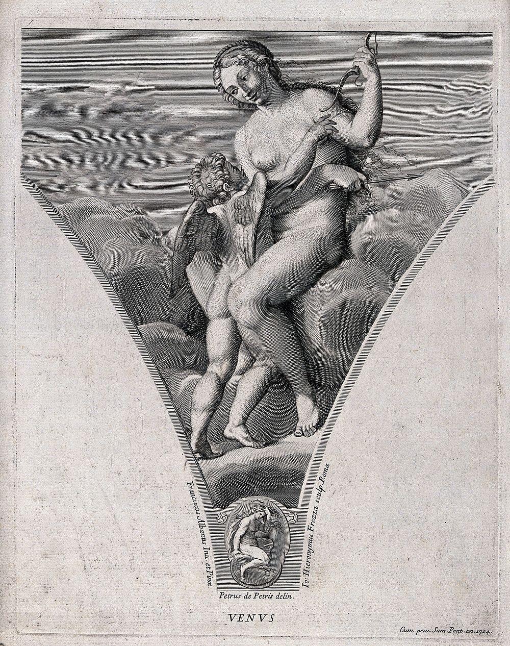 Venus [Aphrodite]. Engraving by G.H. Frezza, 1704, after P. de Petris after F. Albani.