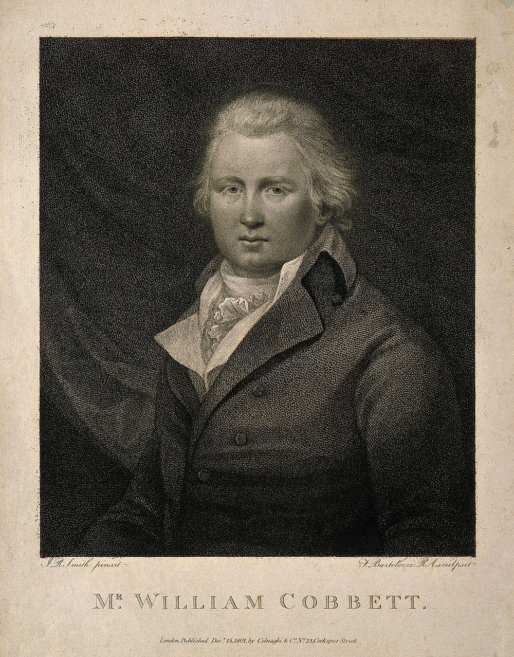 William Cobbett. Stipple engraving by F. Bartolozzi, 1801, after J. R. Smith.