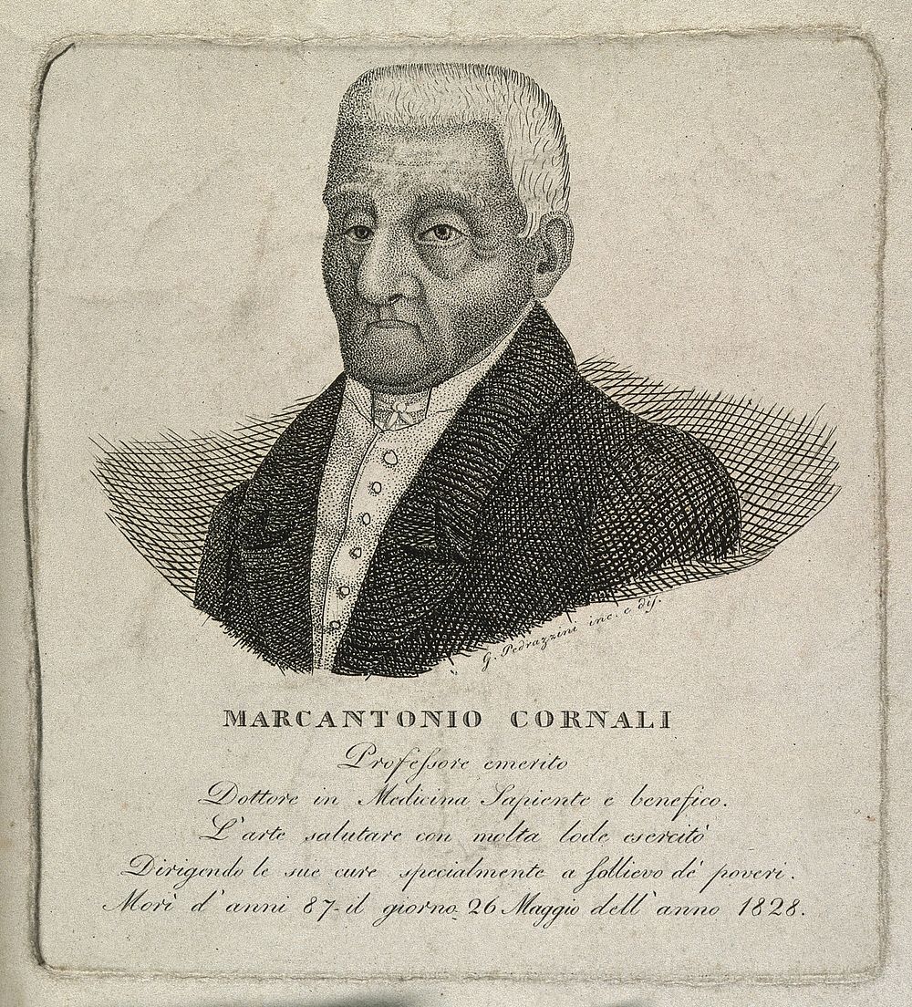 Marcantonio Cornali. Etching by G. Pedrazzini after himself.