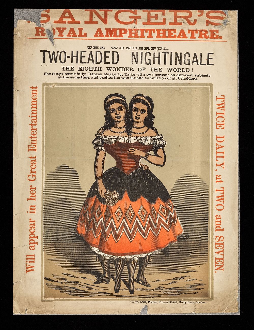 The wonderful two-headed nightingale : the eighth wonder of the world / Sanger's Royal Amphitheatre.
