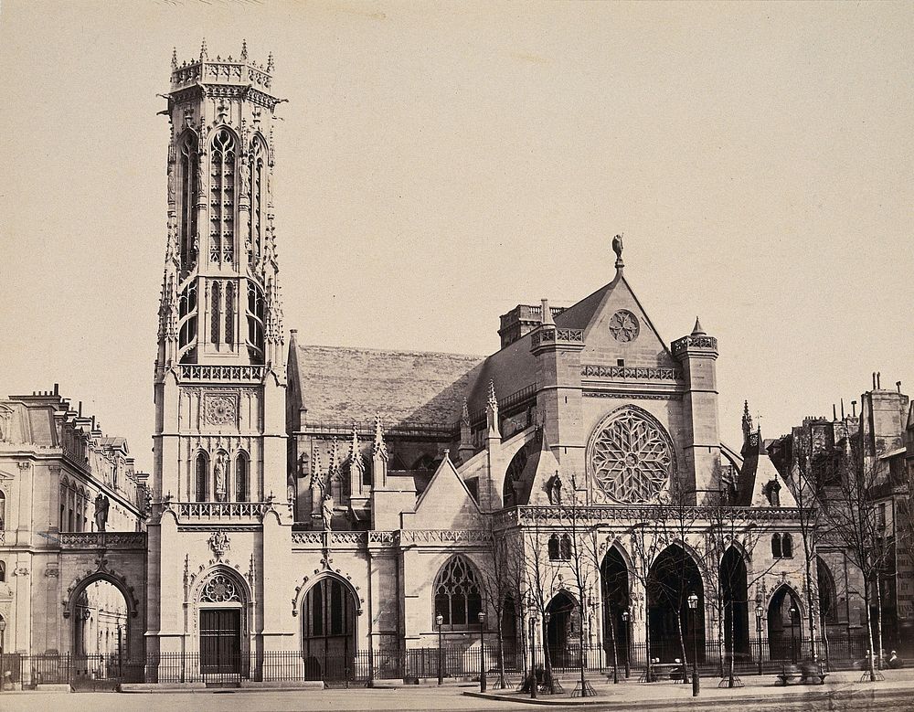 Église Saint-Germain-l'Auxerrois, Paris. Photograph by Achille Quinet, ca. 1870.