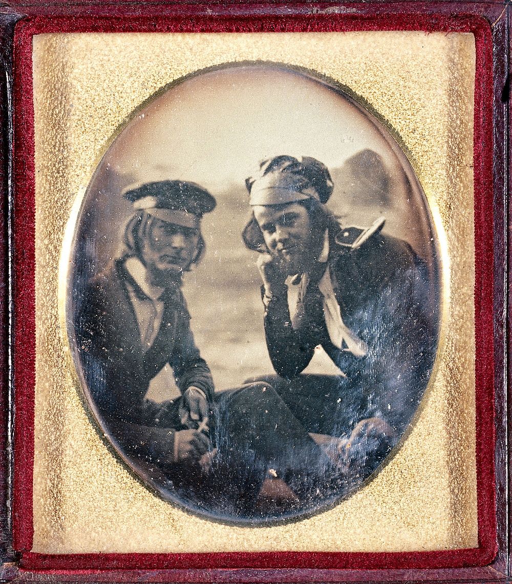 Two men in American  military uniform. Photograph, 1840/1855.