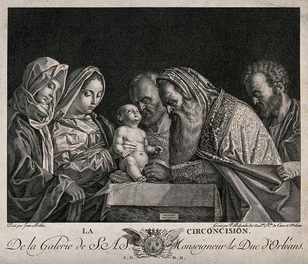 The circumcision of Christ. Engraving by P.G.A. Beljambe after G. Bellini.